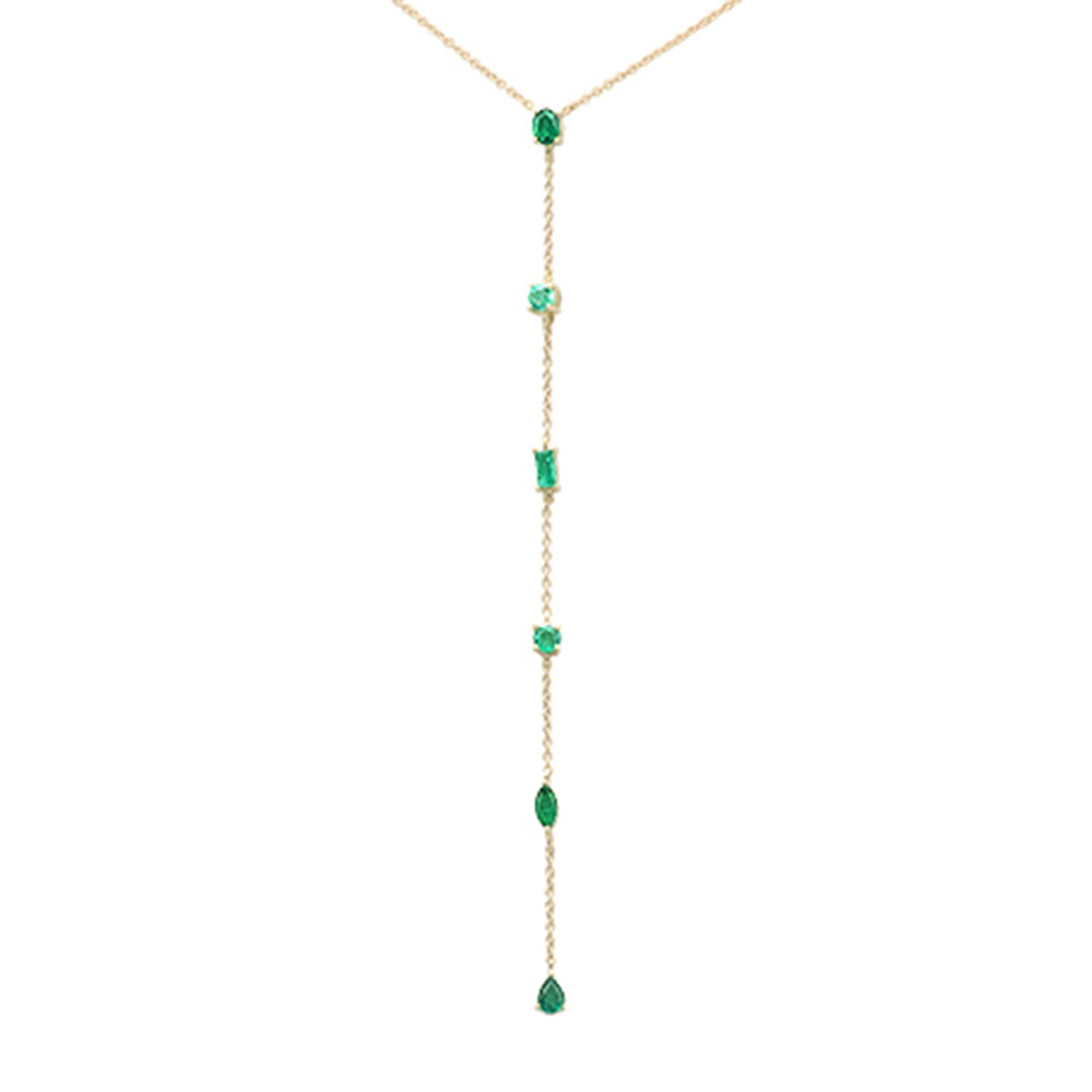 Muse Jewelry .77ct G SI 14K Yellow Gold Emerald Gemstone Pendant Necklace 16+2" Long Chain