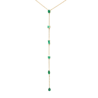 Muse Jewelry .77ct G SI 14K Yellow Gold Emerald Gemstone Pendant Necklace 16+2" Long Chain