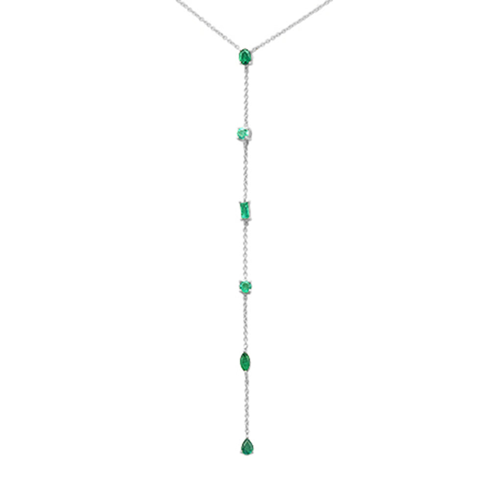 Muse Jewelry .72ct G SI 14K White Gold Emerald Gemstone Pendant Necklace 16+2" Long Chain