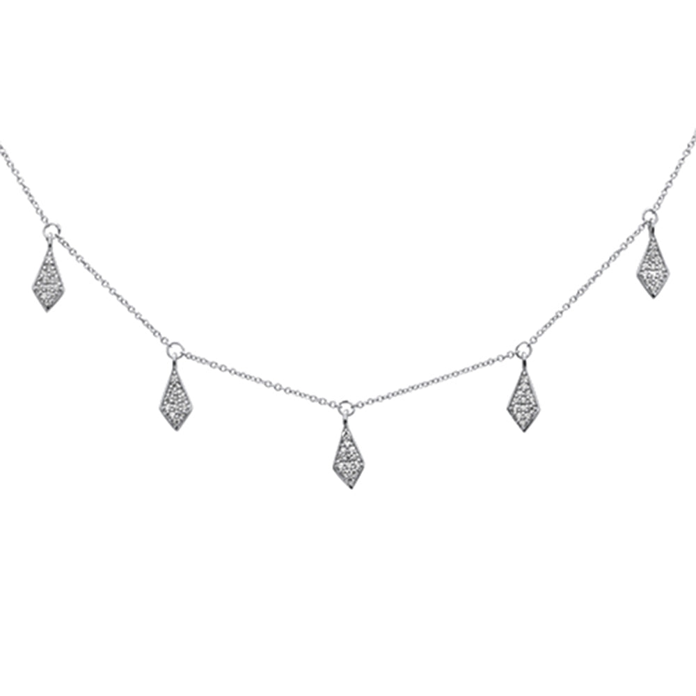 Muse Jewelry .30ct G SI 14K White Gold Diamond Dangling Pendant Necklace 16" + 2" Ext.