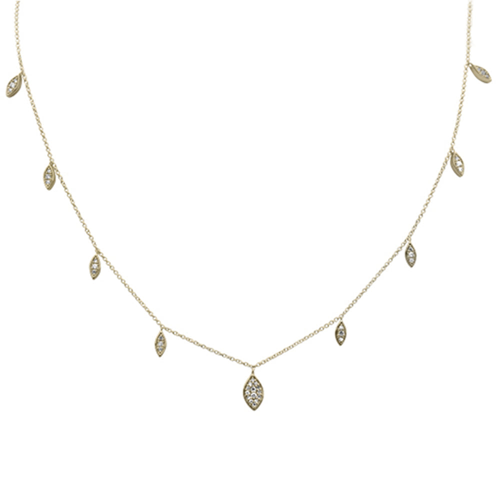 Muse Jewelry .26ct G SI 14K Yellow Gold Diamond Marquee Shaped Pendant Necklace 16+2" Long Chain