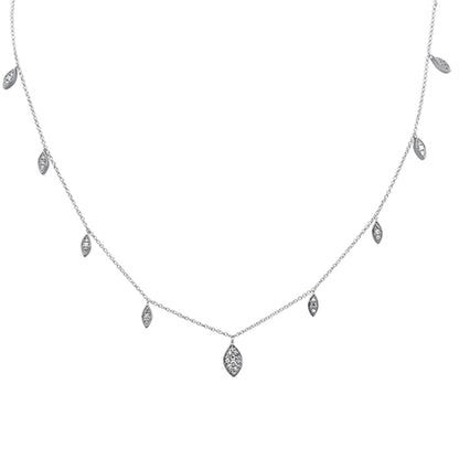 Muse Jewelry .25ct G SI 14K White Gold Diamond Marquee Shaped Pendant Necklace 16+2" Long Chain