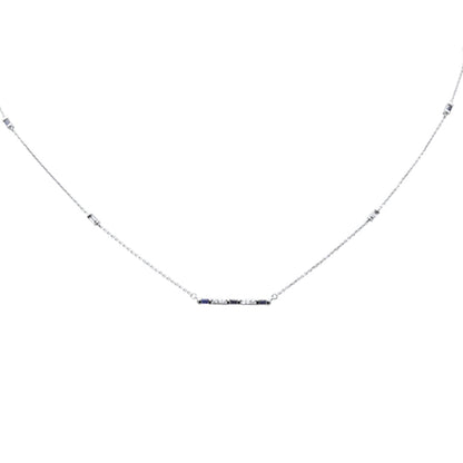 Muse Jewelry .51ct G SI 14K White Gold Diamond & Blue Sapphire Gemstone Pendant Necklace 18" Long