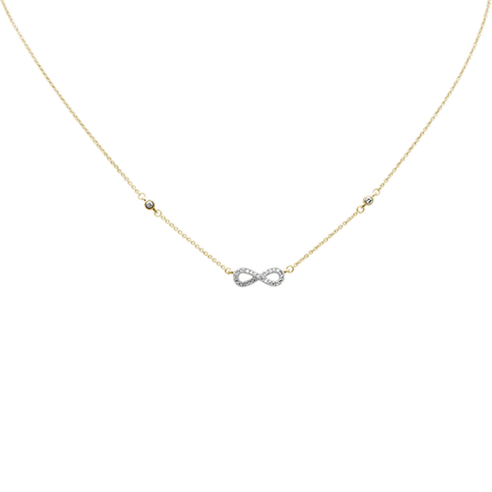 Muse Jewelry .12ct G SI 14K Yellow Gold Infinity Style Diamond Pendant Necklace 16+2" EXT Long