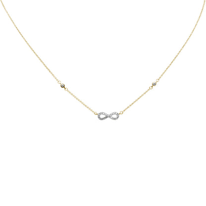 Muse Jewelry .12ct G SI 14K Yellow Gold Infinity Style Diamond Pendant Necklace 16+2" EXT Long