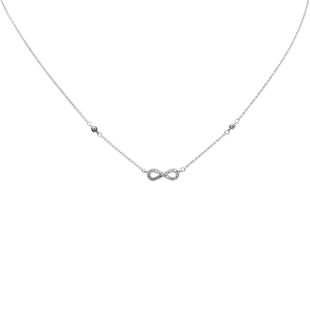 Muse Jewelry .12ct G SI 14K White Gold Infinity Style Diamond Pendant Necklace 16+2" EXT Long