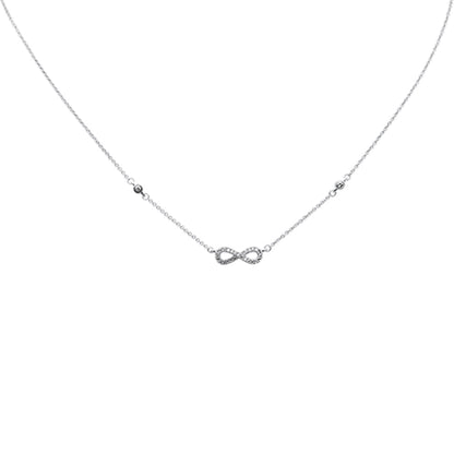 Muse Jewelry .12ct G SI 14K White Gold Infinity Style Diamond Pendant Necklace 16+2" EXT Long