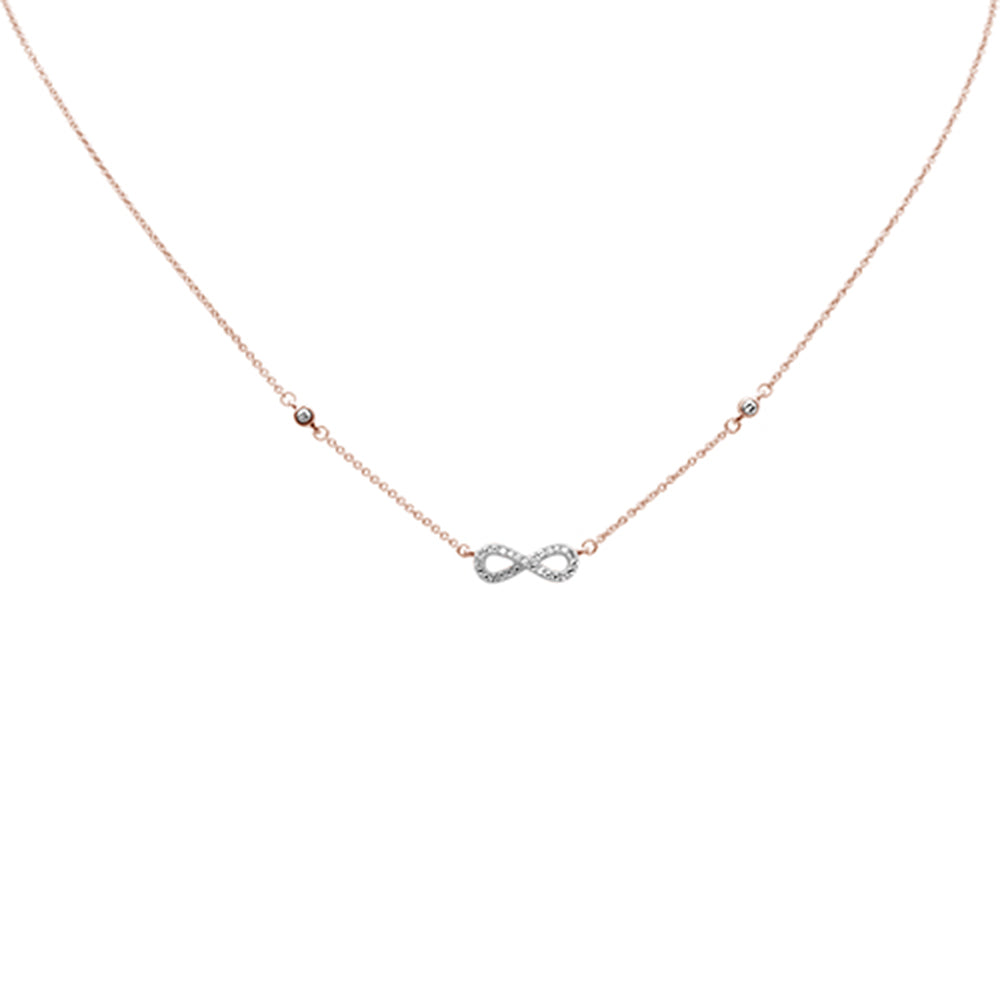 Muse Jewelry .11ct G SI 14K Rose Gold Infinity Style Diamond Pendant Necklace 16+2" EXT Long