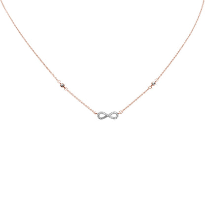 Muse Jewelry .11ct G SI 14K Rose Gold Infinity Style Diamond Pendant Necklace 16+2" EXT Long