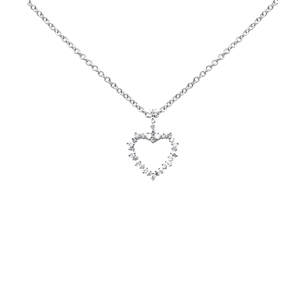 Muse Jewelry .54ct G SI 14K White Gold Heart Shaped Diamond Pendant Necklace 18" Long