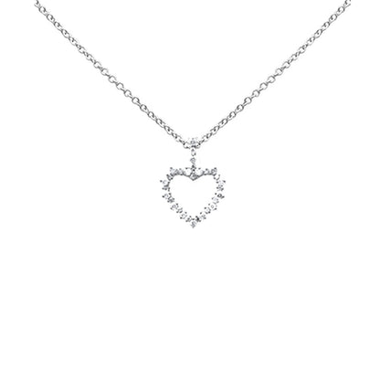 Muse Jewelry .54ct G SI 14K White Gold Heart Shaped Diamond Pendant Necklace 18" Long