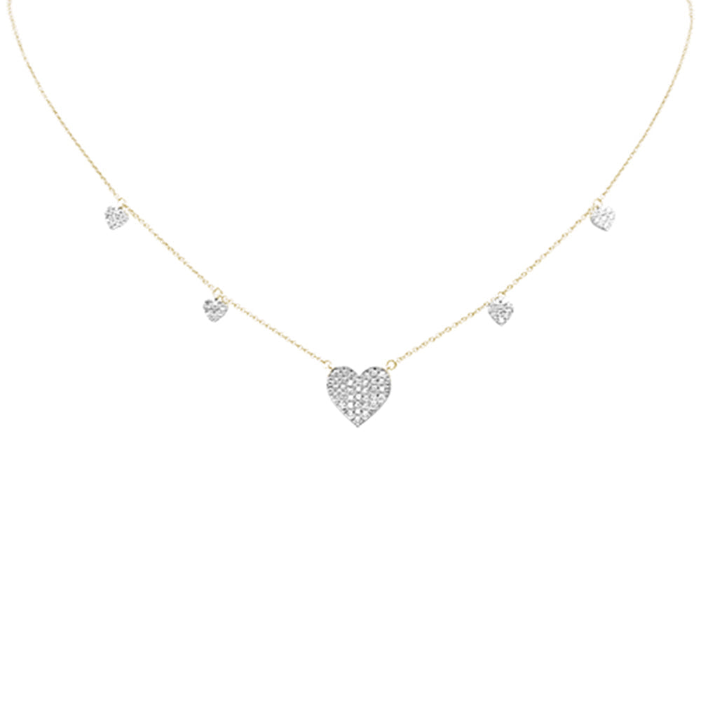 Muse Jewelry .34ct G SI 14K Yellow Gold Diamond Heart Shaped Pendant Necklace 16+2" EXT Long