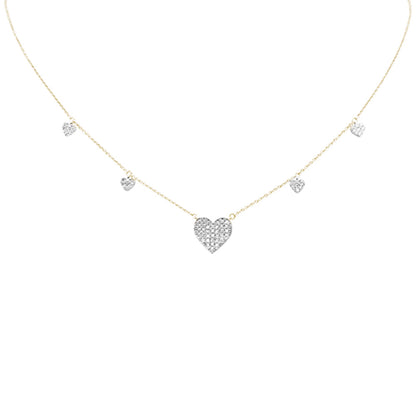 Muse Jewelry .34ct G SI 14K Yellow Gold Diamond Heart Shaped Pendant Necklace 16+2" EXT Long