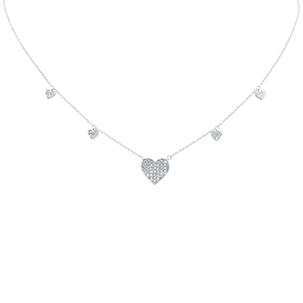 Muse Jewelry .34ct G SI 14K White Gold Diamond Heart Shaped Pendant Necklace 16+2" EXT Long