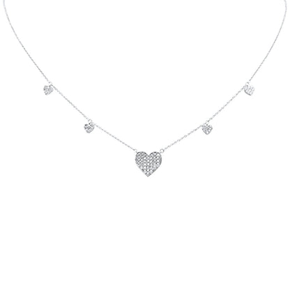 Muse Jewelry .34ct G SI 14K White Gold Diamond Heart Shaped Pendant Necklace 16+2" EXT Long