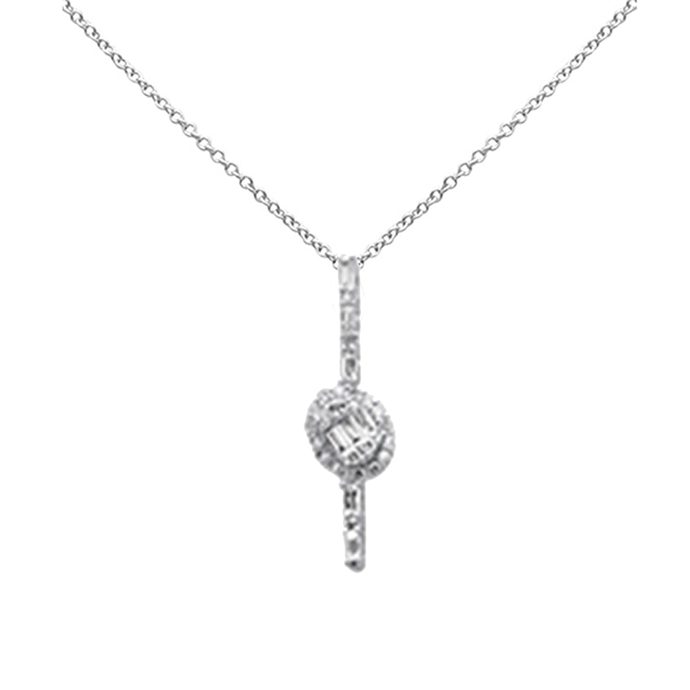 Muse Jewelry .40ct G SI 14K White Gold Round & Baguette Diamond Pendant Necklace 18" Long