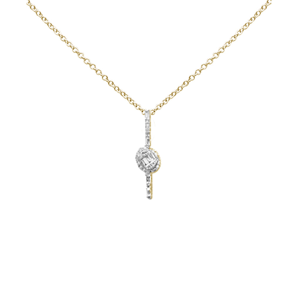 Muse Jewelry .39ct G SI 14K Yellow Gold Round & Baguette Diamond Pendant Necklace 18" Long