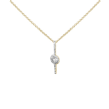 Muse Jewelry .39ct G SI 14K Yellow Gold Round & Baguette Diamond Pendant Necklace 18" Long