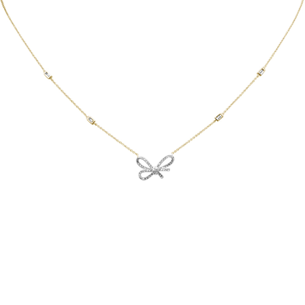 Muse Jewelry .33ct G SI 14K Yellow Gold Diamond Ribbon Style Pendant Necklace 18" Long