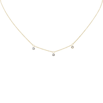 Muse Jewelry .08ct G SI 14K Yellow Gold Diamond 3 Stone Pendant Necklace 16+2" Long