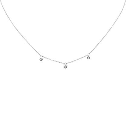Muse Jewelry .09ct G SI 14K White Gold Diamond 3 Stone Pendant Necklace 16+2" Long