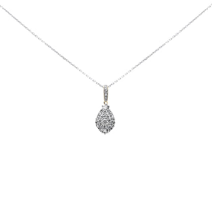 Muse Jewelry .50ct G SI 14K Yellow Gold Pear Shaped Round & Baguette Diamond Pendant Necklace 18" Long