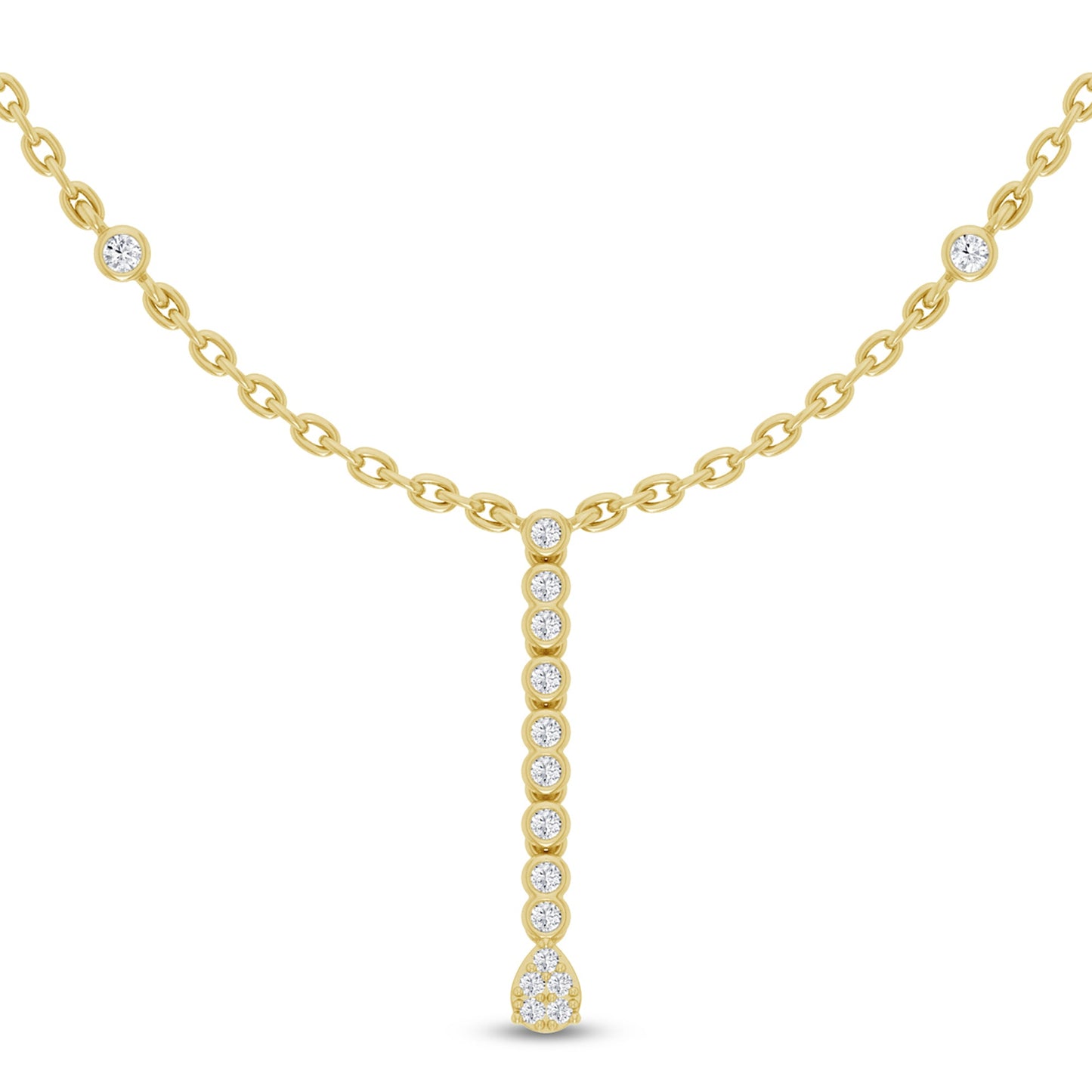 Muse Jewelry .20ct G SI 14K Yellow Gold Drop Style Diamond Pendant Necklace 16+2" Long