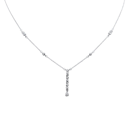 Muse Jewelry .21ct G SI 14K White Gold Diamond Dangling Pendant Necklace 16" +2" EXT