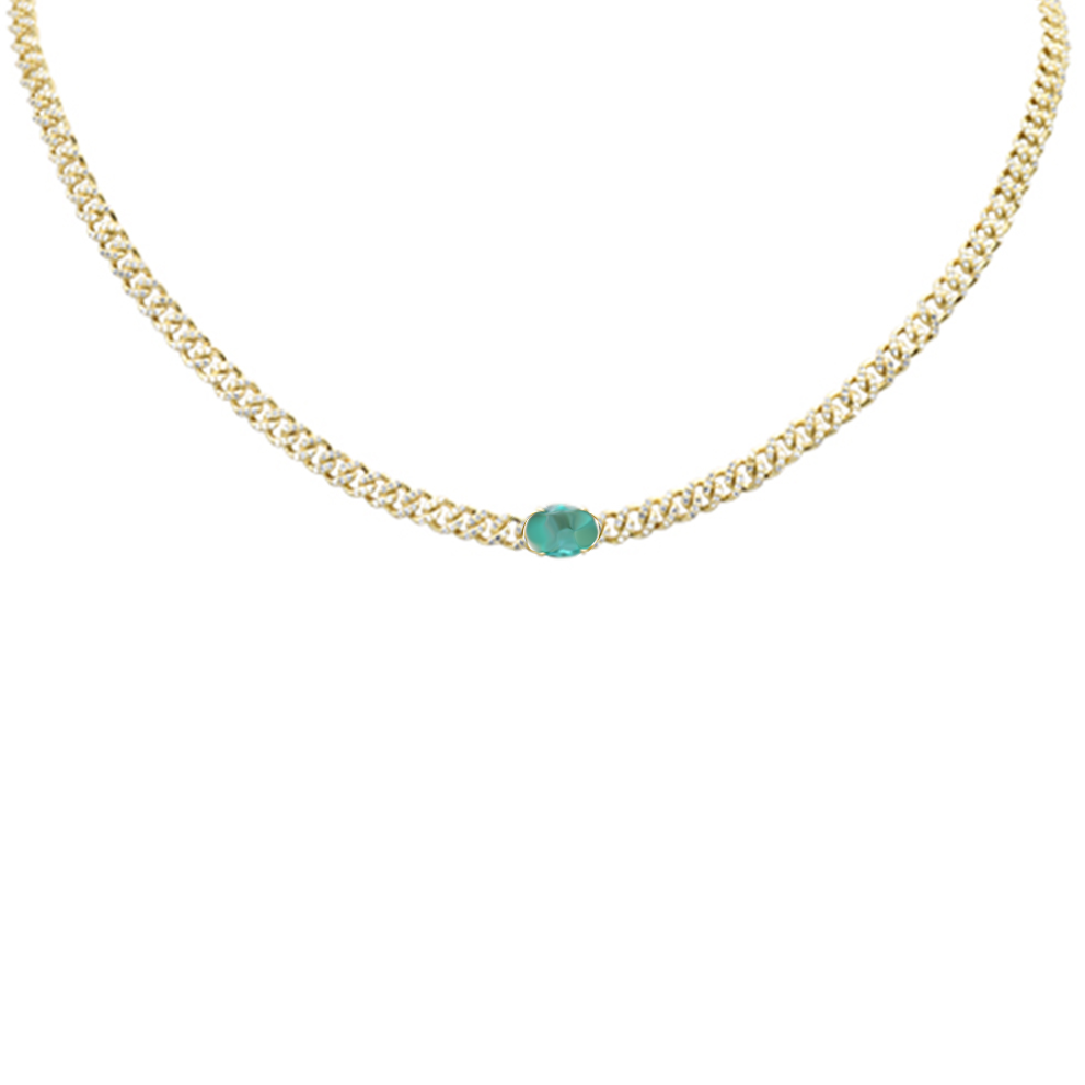 Muse Jewelry 2.05ct G SI 14K Emerald Gemstone Diamond & Emerald Gemstone Chain Necklace 13+3" Long