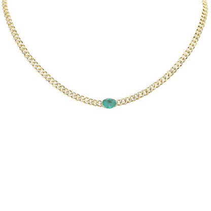 Muse Jewelry 2.05ct G SI 14K Emerald Gemstone Diamond & Emerald Gemstone Chain Necklace 13+3" Long