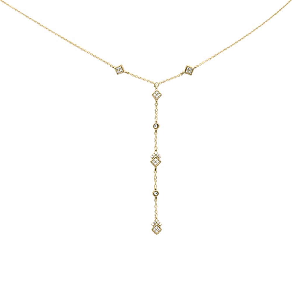 Muse Jewelry .13ct G SI 14K Yellow Gold Diamond Square Shaped Drop Pendant Necklace 16+2" Long