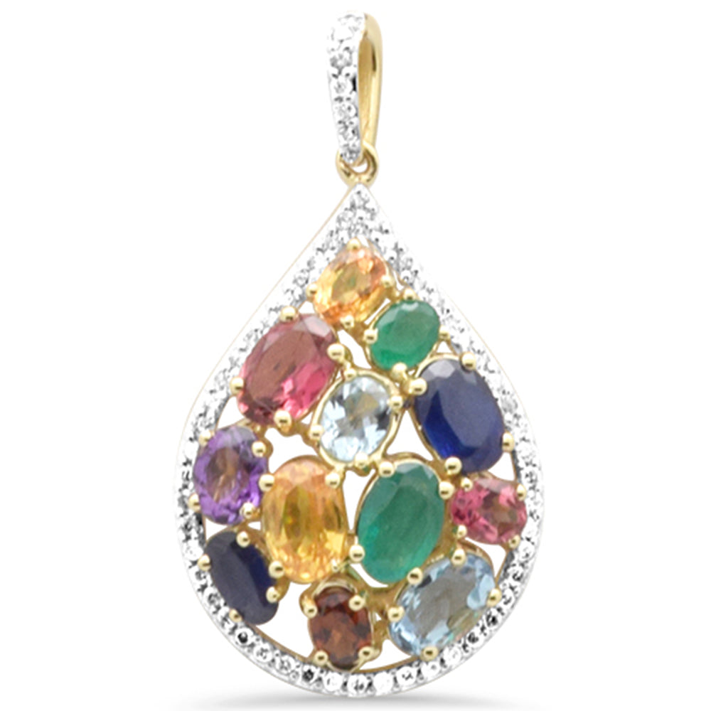 Muse Jewelry 4.50ct G SI 14K Yellow Gold Multi Color Gemstones Pendant No Chain