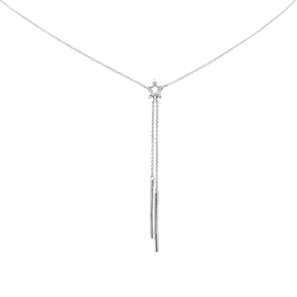 Muse Jewelry .05ct G SI 14K White Gold Diamond Line Pendant Necklace 16+2" Long