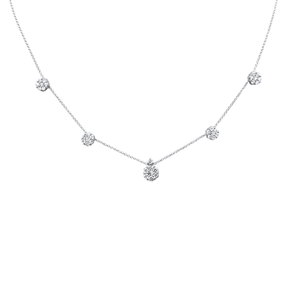 Muse Jewelry .99ct G SI 14K White Gold Diamond Flower Pendant Necklace 16+2" Ext Long