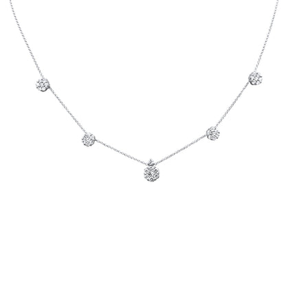 Muse Jewelry .99ct G SI 14K White Gold Diamond Flower Pendant Necklace 16+2" Ext Long