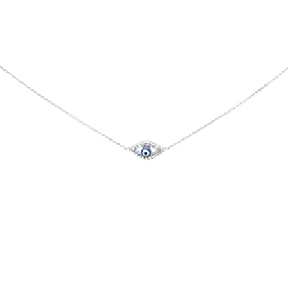 Muse Jewelry .12ct G SI 14K White Gold Diamond Evil Eye Pendant Necklace 16+2" Long