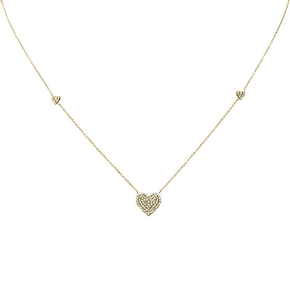 Muse Jewelry .46ct G SI 14K Yellow Gold Diamond Heart Shaped Pendant Necklace 18" Long