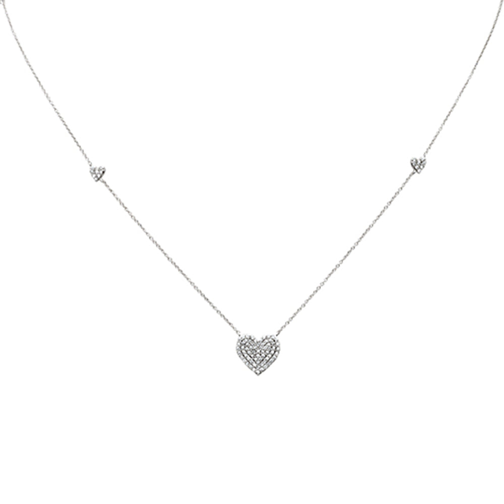 Muse Jewelry .43ct G SI 14K White Gold Diamond Heart Shaped Pendant Necklace 18" Long