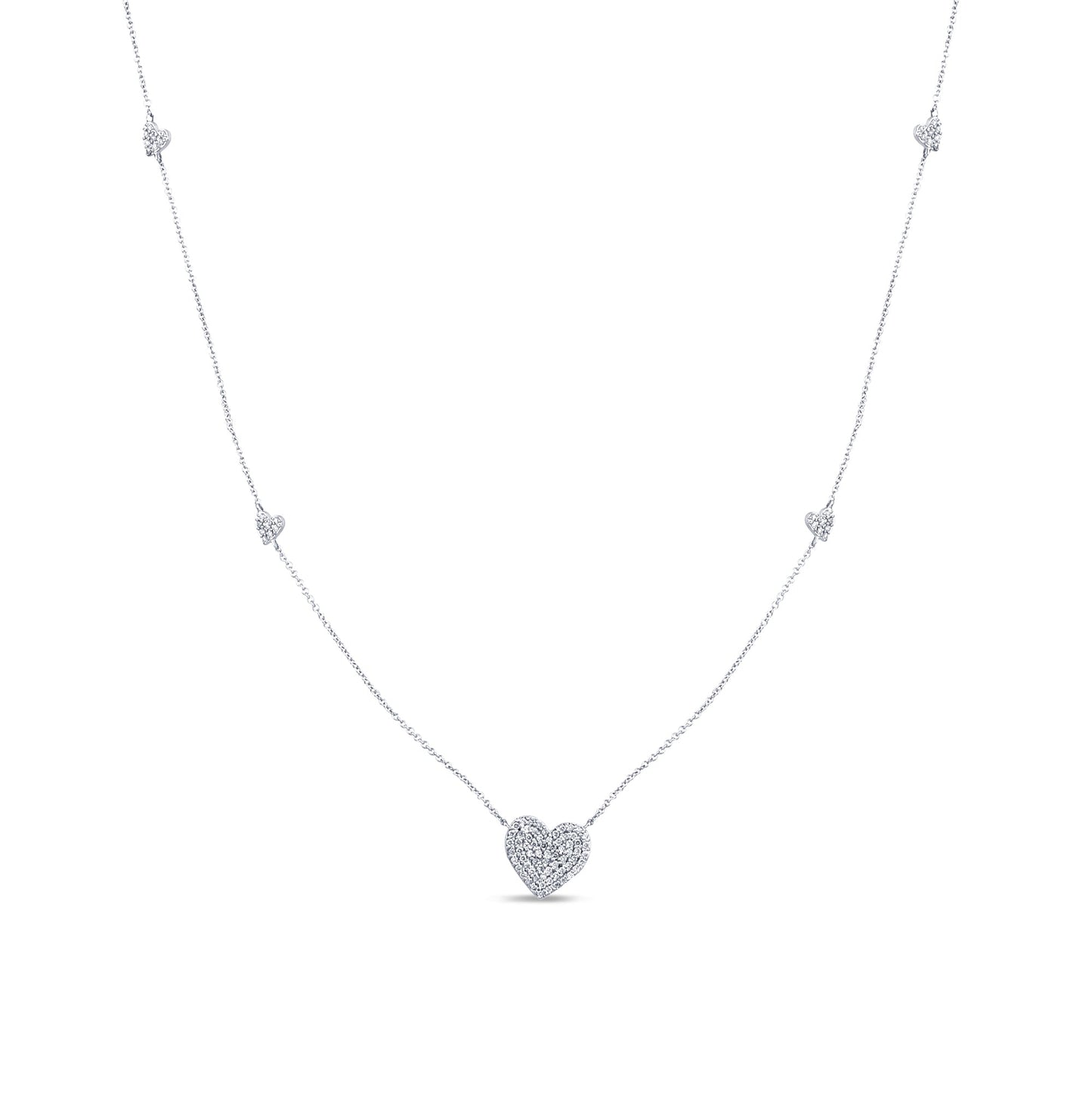 Muse Jewelry .43ct G SI 14K White Gold Diamond Heart Shaped Pendant Necklace 18" Long