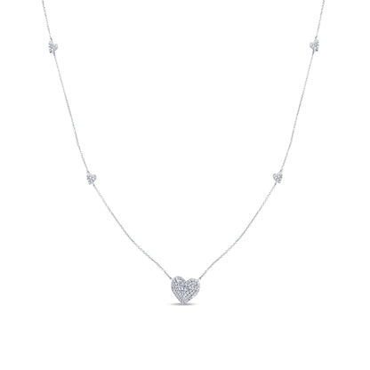 Muse Jewelry .43ct G SI 14K White Gold Diamond Heart Shaped Pendant Necklace 18" Long