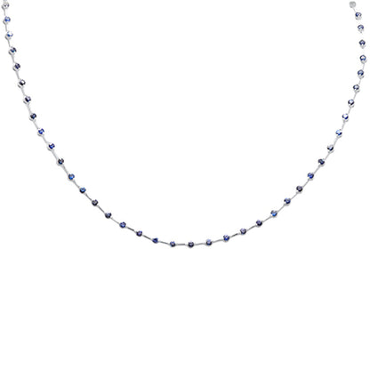 Muse Jewelry 3.72ct G SI 14K White Gold Blue Sapphire Gemstone Pendant Necklace 16" Long