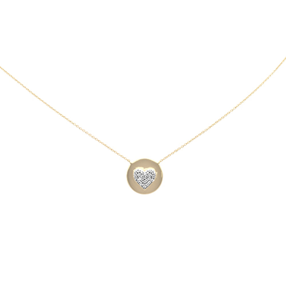 Muse Jewelry .22ct G SI 14K Yellow Gold Diamond Round Shaped Heart Pendant Necklace 16+2" Long