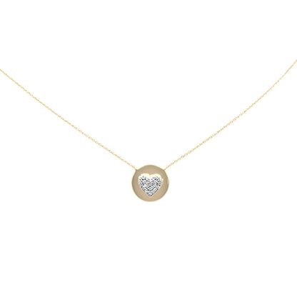 Muse Jewelry .22ct G SI 14K Yellow Gold Diamond Round Shaped Heart Pendant Necklace 16+2" Long