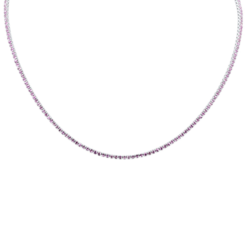 Muse Jewelry 4.26ct G SI 14K White Gold Pink Sapphire Gemstone Pendant Necklace 15+2" Long