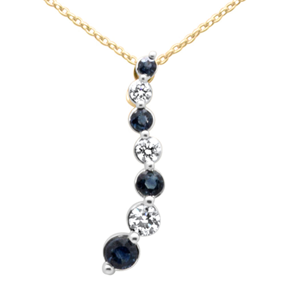 Muse Jewelry .62ct G SI 14K Yellow Gold Diamond & Blue Sapphire Gemstone Pendant Necklace 18" Long