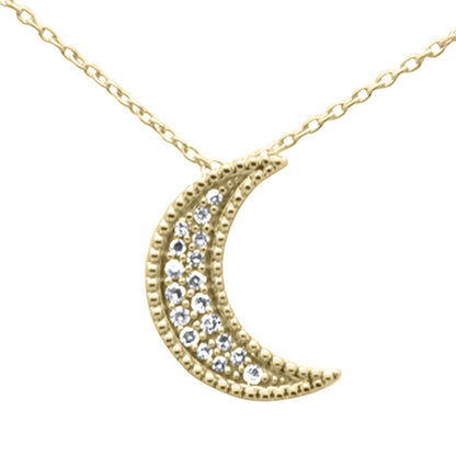 Muse Jewelry .10ct G SI 14K Yellow Gold Diamond Half Moon Pendant Necklace 18" Long Chain