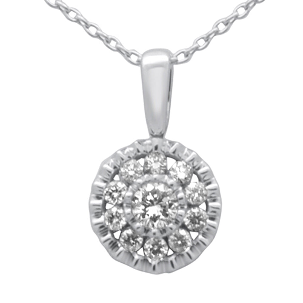 Muse Jewelry .25ct G SI 14K White Gold Diamond Round Shaped Pendant Necklace 18" Long Chain