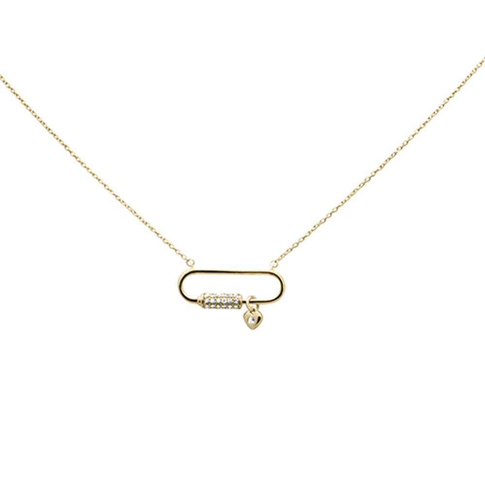 Muse Jewelry .10ct G SI 14K Yellow Gold Diamond Paper Clip Pendant Necklace 18" Long Chain