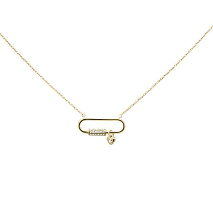 Muse Jewelry .10ct G SI 14K Yellow Gold Diamond Paper Clip Pendant Necklace 18" Long Chain