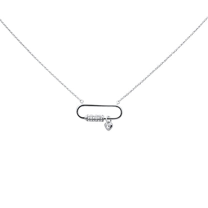 Muse Jewelry .10ct G SI 14K White Gold Diamond Paper Clip Pendant Necklace 18" Long Chain